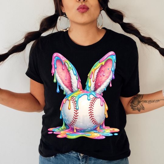 Discover Baseball Easter Bunny Shirt | Softball Easter Tee | Sports Mom Easter Shirt Easter Baseball Bunny Ears Tee