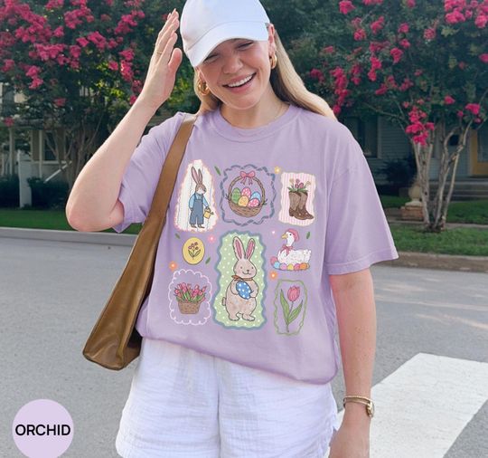 Discover Comfort Colors Easter Stamp Shirt, Spring Easter T-shirt, Happy Easter Day Shirt, Easter Bunny Apparel