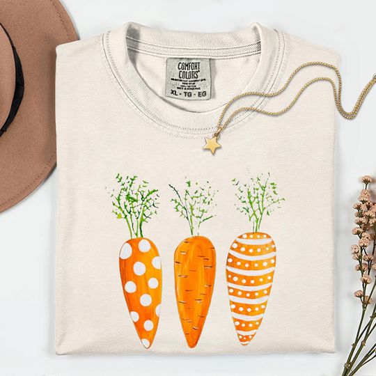 Discover Comfort Colors Happy Easter T-Shirt Easter Carrot Shirt Women's Easter Tee Family Easter Outfit
