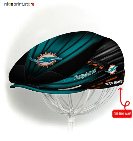 Discover Miami Team Dolphins Jeff Cap Dolphins Newsboy Cap football Golf Cap football Flat Cap