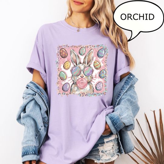 Discover Comfort Colors Cute Easter Bunny T-Shirt, Bubble Gum Bunny Shirt, Easter Egg Shirt
