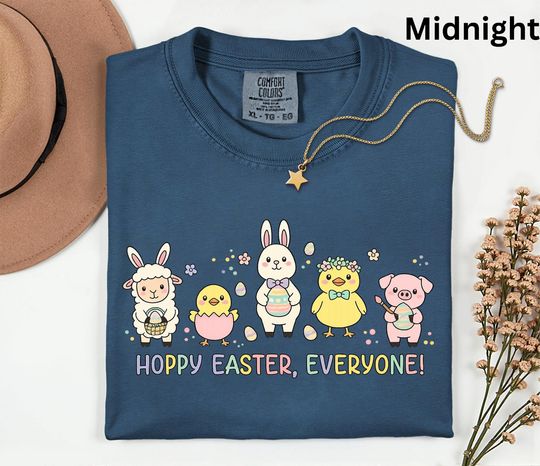 Discover Happy Easter Comfort Colors T-Shirt, Vintage Easter Bunny Shirt, Pastel Spring Graphic Tee