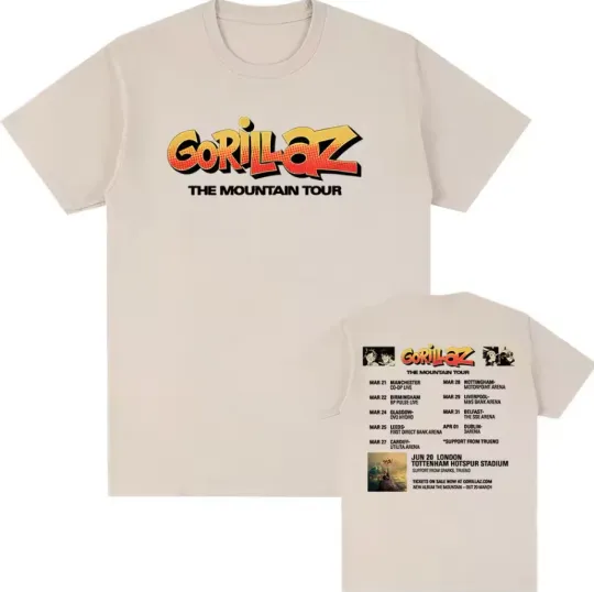 Discover Gorillaz The Mountain Tour 2026 Graphic Two Sides T-Shirt