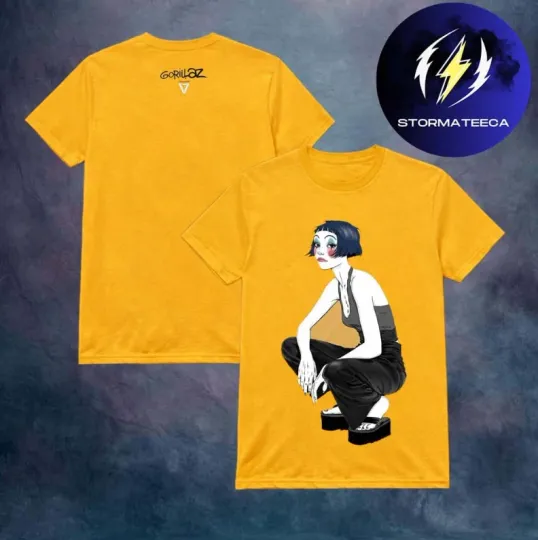 Discover Gorillaz Merch La Shop The Mountain Full Live Performance Noodle Yellow T-Shirt