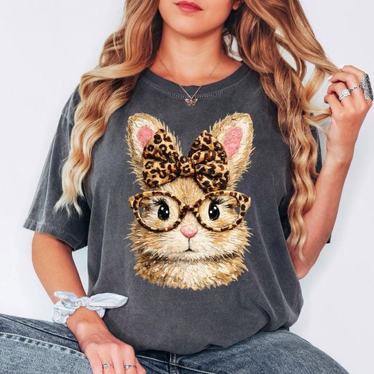 Discover Comfort Colors Cute Bunny Shirt, Easter Bunny Shirt For Women, Bow Rabbit Tee, Animal Shirt