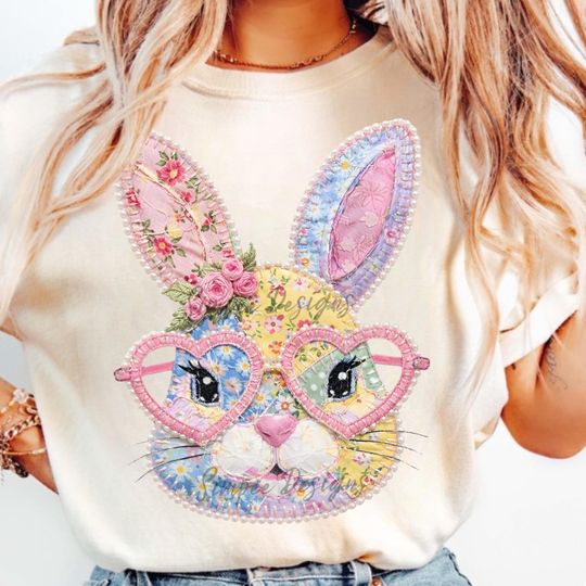 Discover Floral Bunny Patchwork T-Shirt