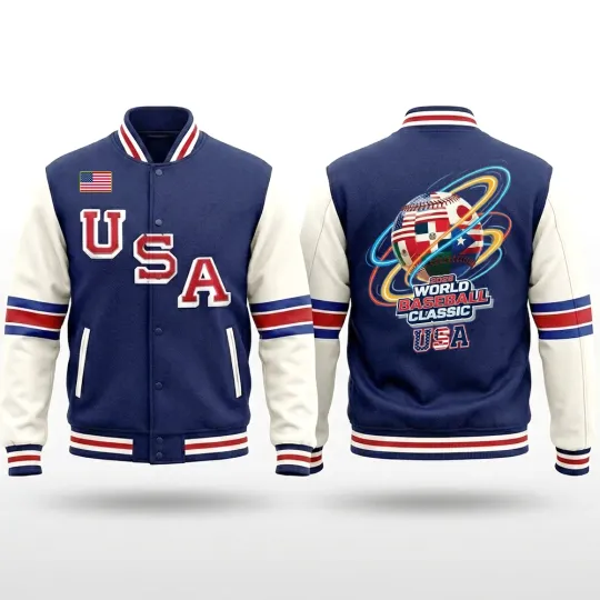 Discover 2026 World Baseball Classic USA Team All Over Baseball Jacket