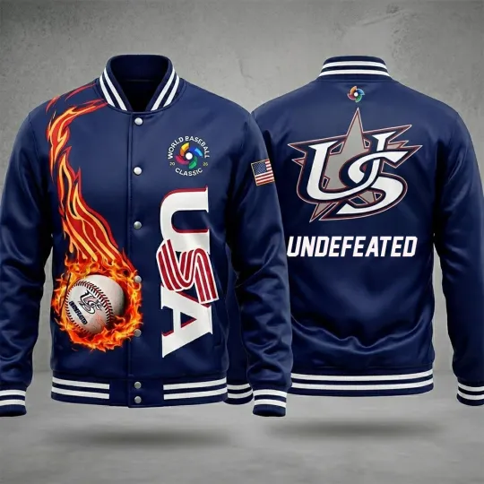 Discover World Baseball Classic USA Team Undefeated 2026 - All Over Baseball Jacket