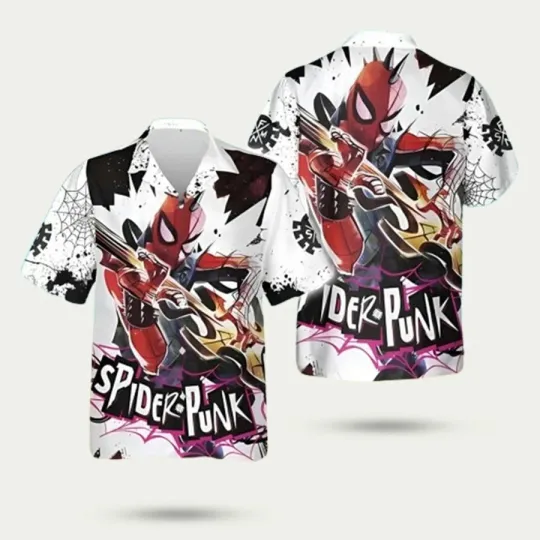 Avengers Spider Man Tropical Spider Punk Hawaiian Shirt, Unisex Adult Size S-5XL