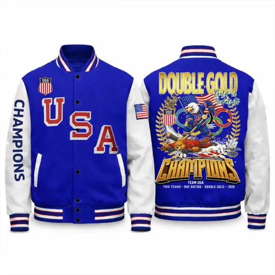 Discover 2026 Olympic USA Hockey Champions - All Over Print Baseball Jacket