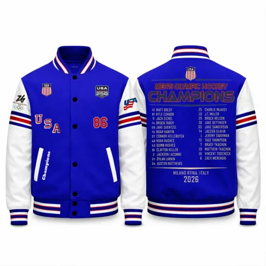 Discover 2026 Olympic USA Hockey Champions - All Over Print Baseball Jacket