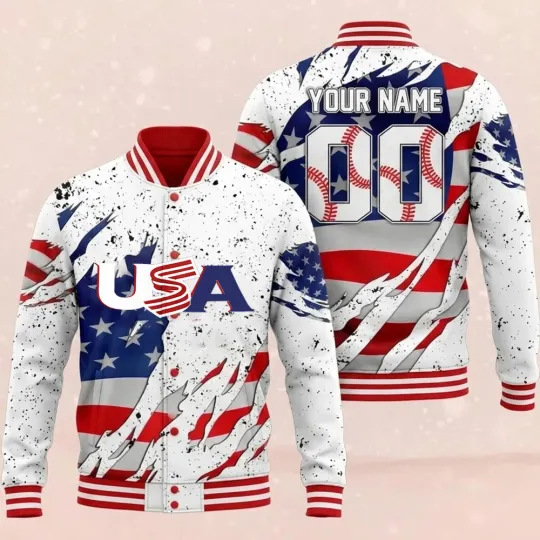 Discover Personalized 2026 USA Team Baseball Jacket - All Over Print