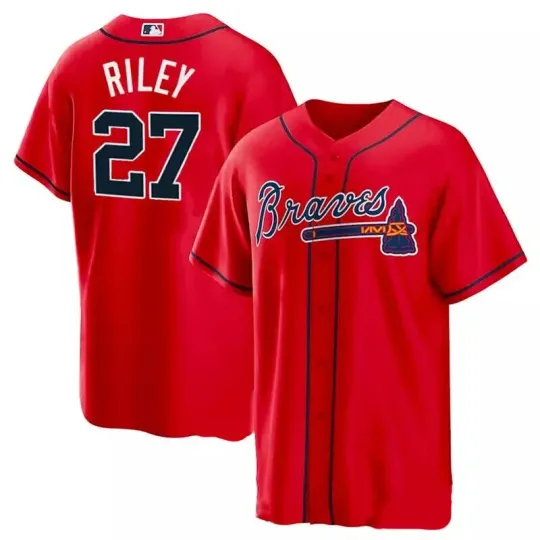 Discover HOT RL #27 Braves Red PRINTED Baseball Jersey Shirt, Gift For Him