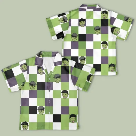 Marvel Incredible Hulk Checkerboard DC Comics Hawaiian Shirt