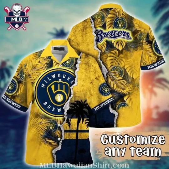 Sunset Serenade – Milwaukee Baseball Team Brewerss Customizable Team Aloha Shirt