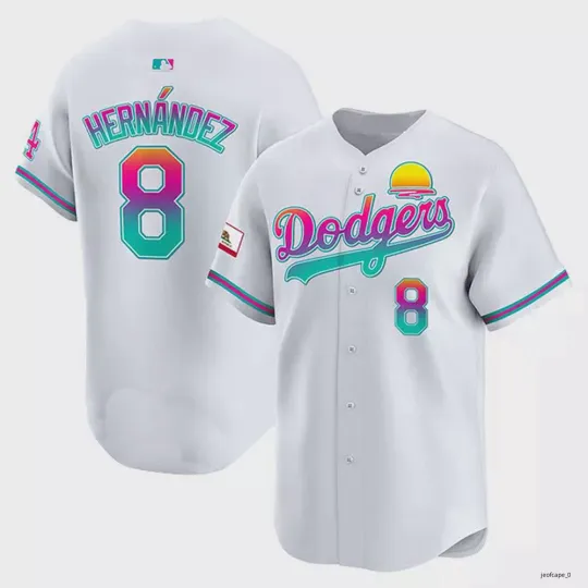 Discover Kike Hernandez #8 White Team Print Baseball Jersey