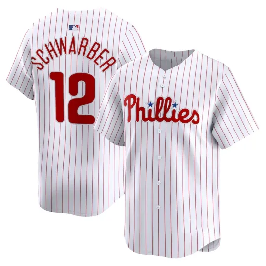 Discover Kyle Schwarber #12 Baseball Jersey white stripe red Gift For Fan