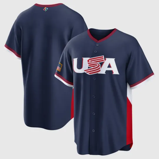 Discover Men's USA Baseball Navy 2026 World Baseball Classic Shirt - All Print