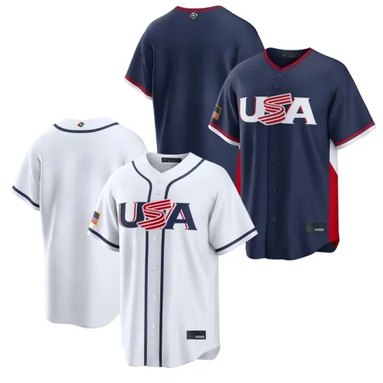 Men's U.S.A Baseball White/Navy 2026 World Baseball Classic Home Stadium Jersey