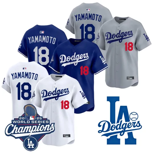 Dodgers Men's #18 Yoshinobu Yamamoto 2025 World Series Champions Home Jersey