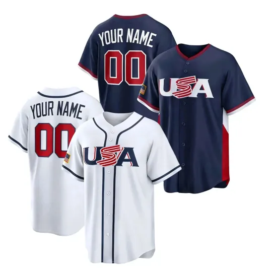 Discover Personalized Men's Team U.S.A World Baseball Classic 2026 Home Jersey Adults S-6XL
