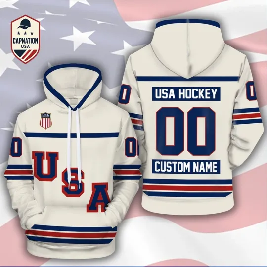 USA Hockey Olympic 2026 White Hoodie Pullover Shirt Unisex Adults S-5XL 1