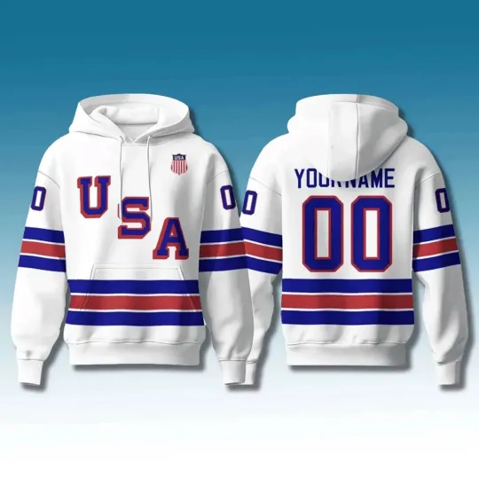 Discover USA Hockey Olympic 2026 White Hoodie Pullover Shirt Unisex Adults S-5XL