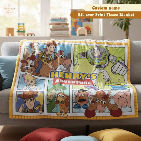 Discover Custom Name Disney Blanket, Woody Buzz Lightyear Jessie Toy Story Blanket, Personalized Disney Toy Story Blanket, Birthday Gift for Boy Girl