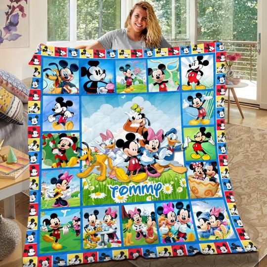 Discover Personalized Mickey Mouse Blanket, Mickey Friends Blanket, Mickey Blanket Birthday Gift, Cartoon Fleece Blanket, Magic Kingdom Quilt Blanket