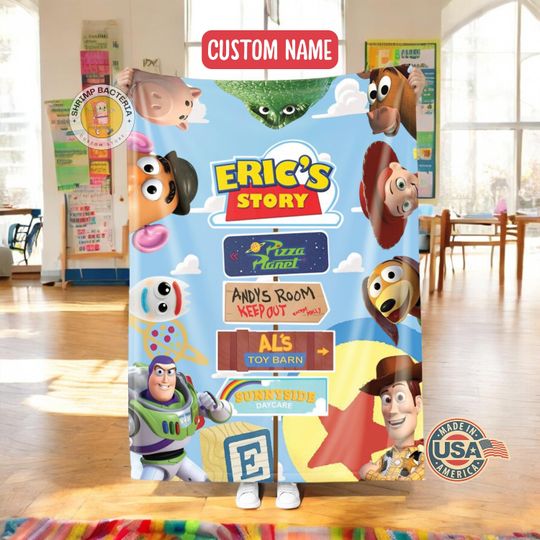 Discover Personalized Disney Toy Story Blanket, Custom Name Disney Blanket, Woody Buzz Lightyear Jessie Toy Story Blanket, Birthday Gift Boy Or Girl