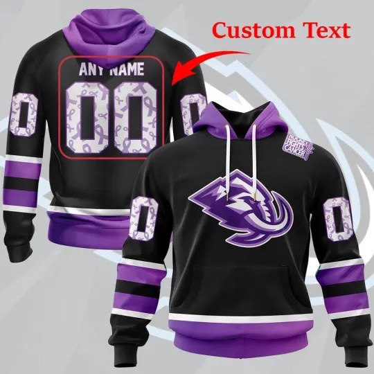 Discover Personalized U.tah Ma.mmoth Hoodie Special Hockey Fights Cancer Design S-5XL