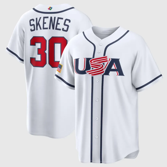 Discover Men's U.S.A Baseball Paul Skenes White 2026 World Baseball Classic - Full Size