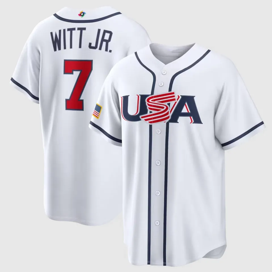Discover Men's U.S.A Baseball Bobby Witt Jr. White 2026 World Baseball Classic - Full Size