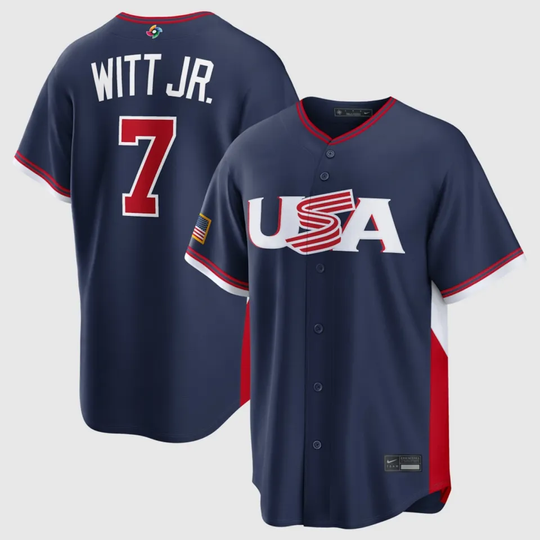 Discover Men's U.S.A Baseball Bobby Witt Jr. Navy 2026 World Baseball Classic - Full Size