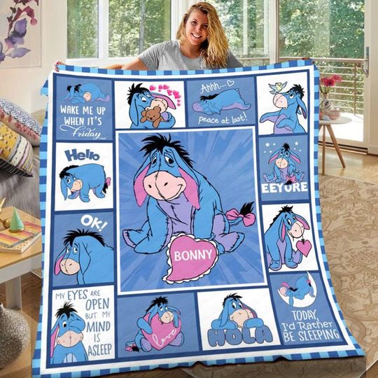 Discover Personalized Eeyore Blanket, Winnie The Pooh Eeyore Quilt Blanket, Pooh Bear Blanket Bed Couch Sofa, Birthday Gift For Kid