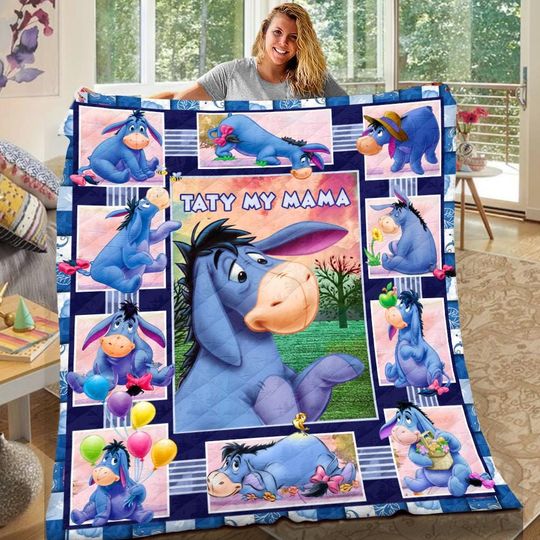 Discover Personalized Eeyore Quilt Blanket, Winnie The Pooh Eeyore Fleece Blanket, Pooh Bear Blanket Bed Couch Sofa, Birthday Gift For Kid