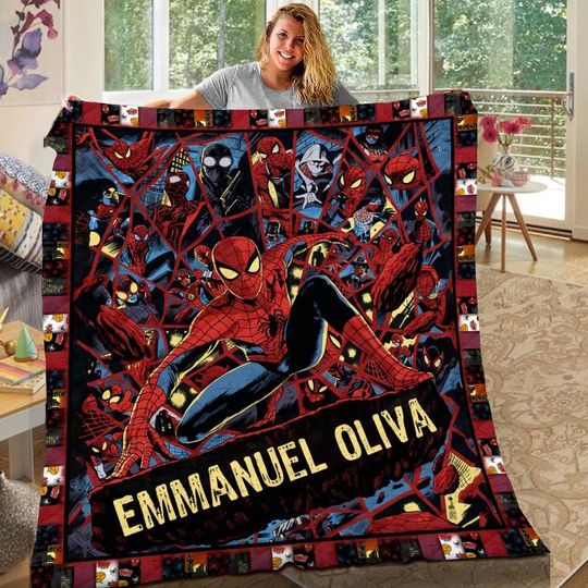 Discover Personalized Spider-Man Vintage Blanket, Custom Name Spider-Man Throw, Kids Room Decor, Superhero Gift, Spider-Man For Fans