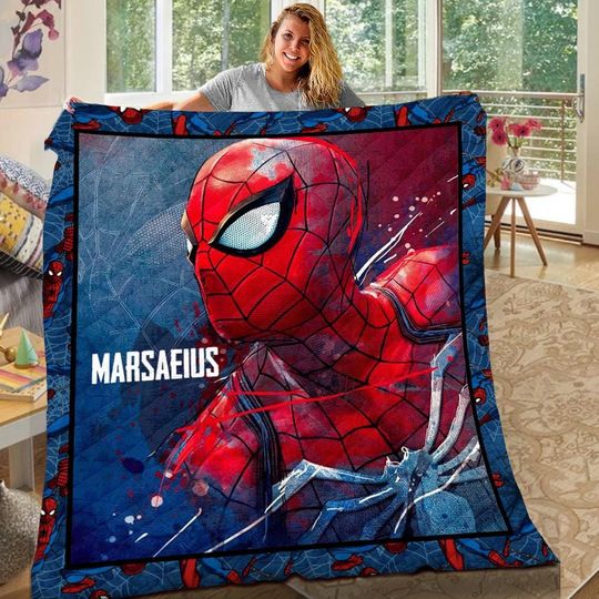 Discover Personalized Spider-Man Hero Blanket, Custom Name Spider-Man Throw, , Kids Room Decor, Superhero Gift, Spider-Man For Fans
