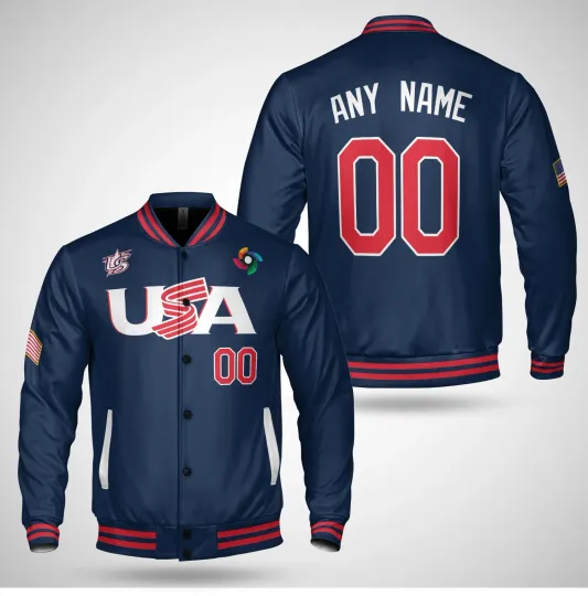 Discover Men's U.S.A Baseball Navy 2026 World Baseball Classic Jacket Shirt - Size S to 5XL