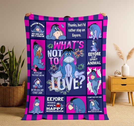 Discover Personalized Eeyore Blanket, Eeyore Baby Name Blanket, Winnie The Pooh Eeyore Birthday Party Blanket, Eeyore Birthday Gifts