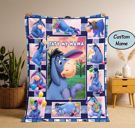 Discover Personalized Eeyore Blanket, Eeyore Baby Name Blanket, Winnie The Pooh Eeyore Birthday Party Blanket, Eeyore Birthday Gifts