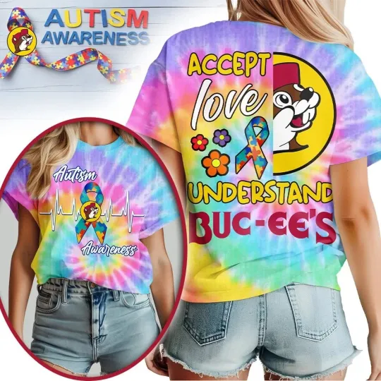 Buc-ee's Autism Awareness Tie-dye Double Sided T-Shirt