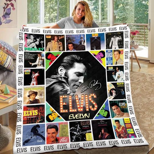 Personalized Elvis Presley Fleece Blanket, Elvis Presley Vintage Blanket, Personalized Fleece Blanket, Birthday Gifts For Fans