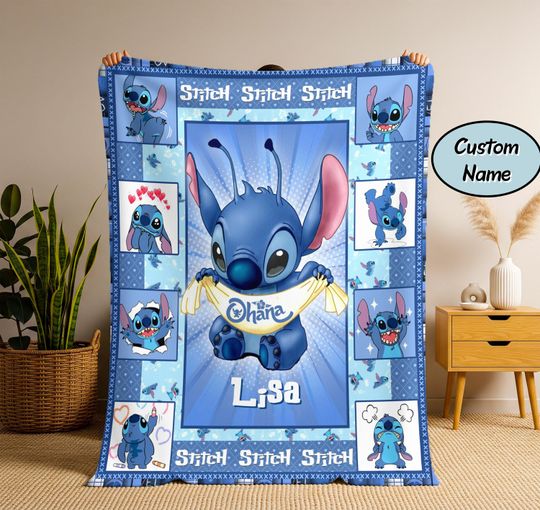 Discover Custom Name Stitch Blanket, Lilo Stitch Blanket, Stitch Birthday Gifts For Kids, Newborn Blanket Gift, Stitch Blanket For Kids