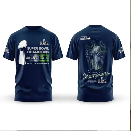 Discover 2026 Seattle Seahawkss Super B.owl LX Champions All-over Print Tshirt