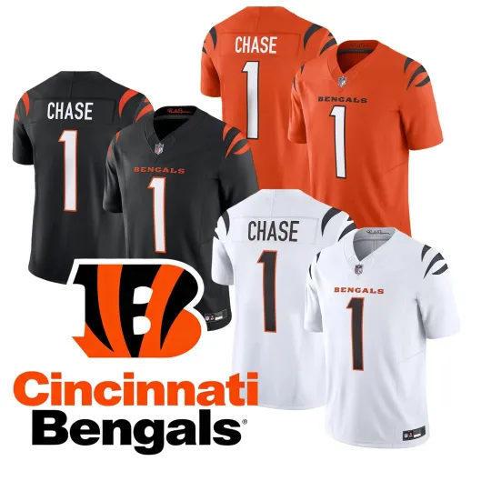 Discover Bengals Men's/Youth #1 Ja'Marr Chase Game Player All Stitched Jersey S-3XL NWT