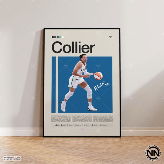 Napheesa Collier Poster, Minnesota Lynx, Sports Poster, Mid Century Modern, Basketball Gift, Sports Bedroom Posters