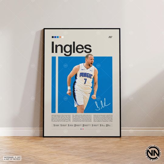 Joe Ingles Poster, Orlando Magic Poster, Sports Poster, Mid Century Modern, Basketball Gift, Sports Bedroom Posters