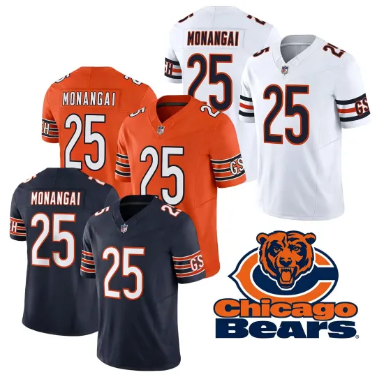 Discover Kyle Monangai #25 Men's Bears Limited Player All Stitched Jersey S-3XL-NWT