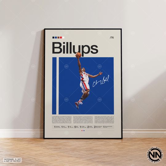 Discover Chauncey Billups Poster, Detroit Pistons, NBA Poster, Sports Poster, Mid Century Modern, NBA Fans, Basketball Gift, Sports Bedroom Posters